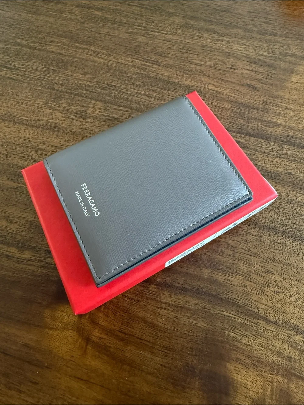 Salvatore Ferragamo Gray Leather Card & Key Holder
